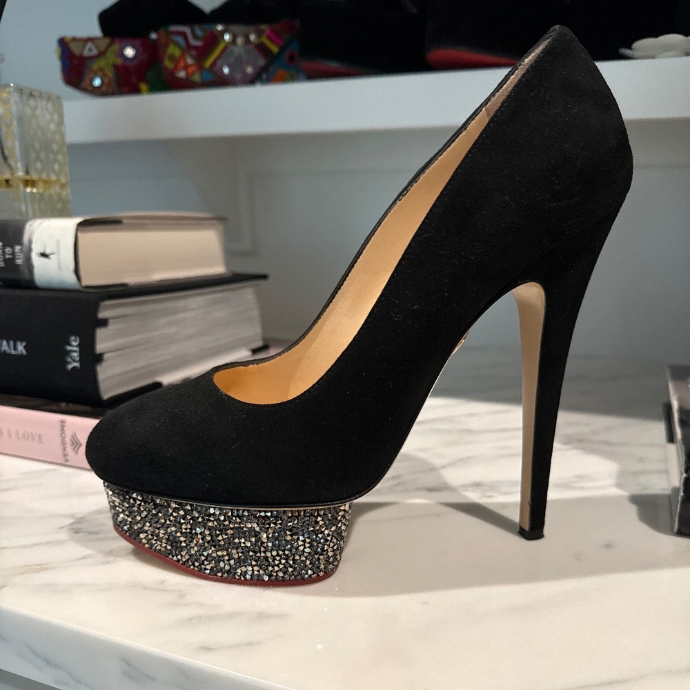 Charlotte Olympia - Black Dolly Swarovski Crystal Platform heel